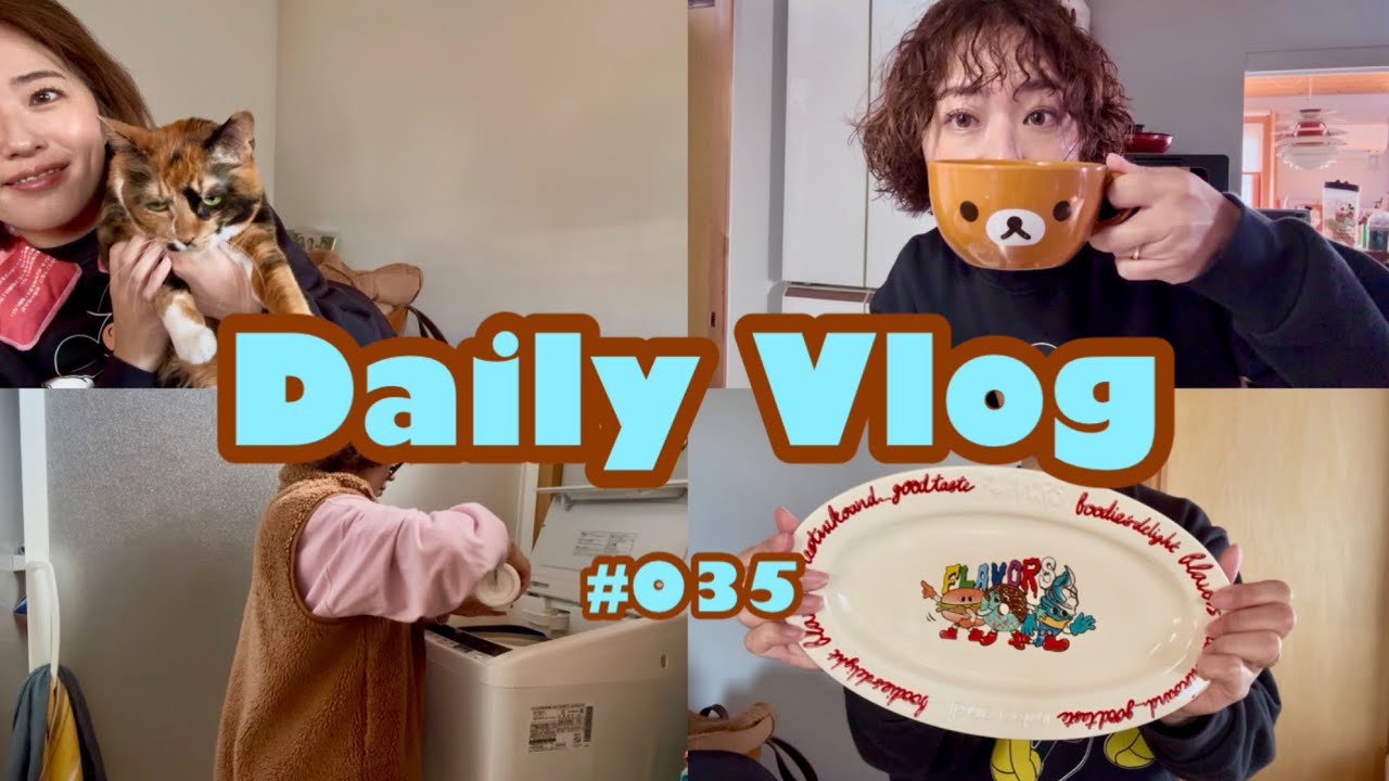 【主婦VLOG】またパーマかけた👩🏼‍🦱/とある日の一日☀️/日常家事🧺/新しいお皿を買った🍔🍩🍦