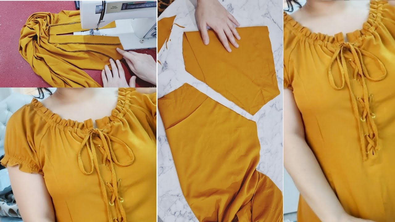 فصال و خياطة موديل رياضي بناتي مع حلقات بالتفاصيل / beautiful offsholder dress/ size XL