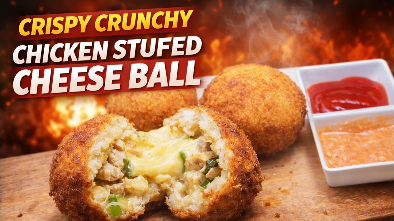 Crispy crunchy chicken stuffed cheese ball | stuff cheese ball | stuff ball | pizza cheese ball