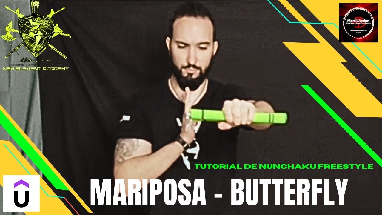 TUTORIAL DE NUNCHAKU - MARIPOSA O BUTTERFLY UNDER ARM SPIN (ESPAÑOL) - CHAKOS 쌍절곤 双节棍 ट्यूटोरियल 🟢🟡