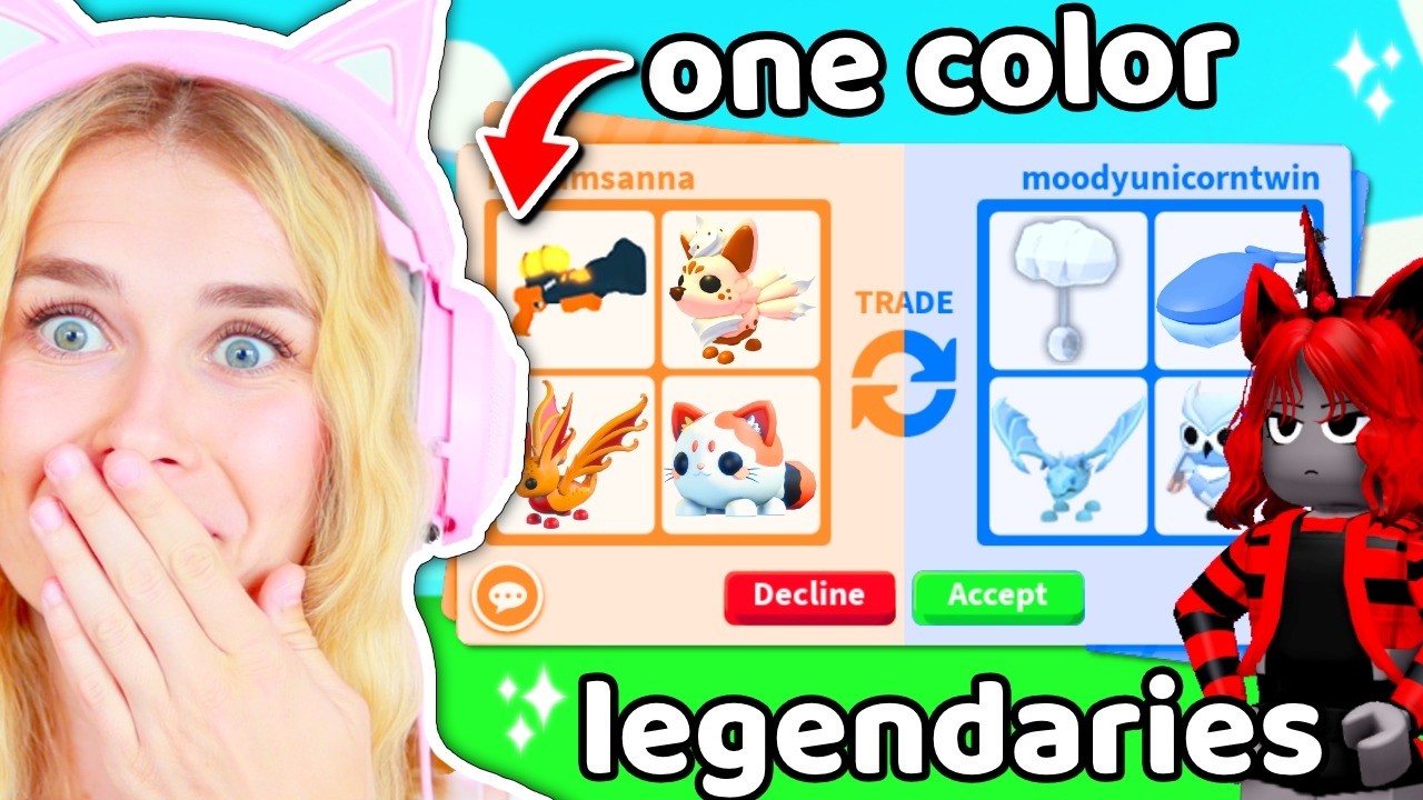 Испытание по обмену легендарными предметами одного цвета в игре Adopt Me!