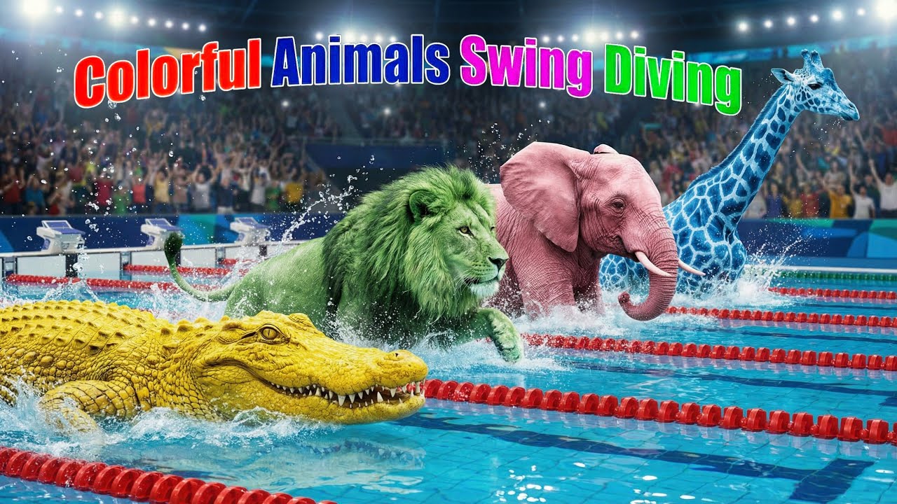 Colorful Safari Animals Swing Diving Song | Nursery Rhymes | ABC Songs | ABC Animals Sounds