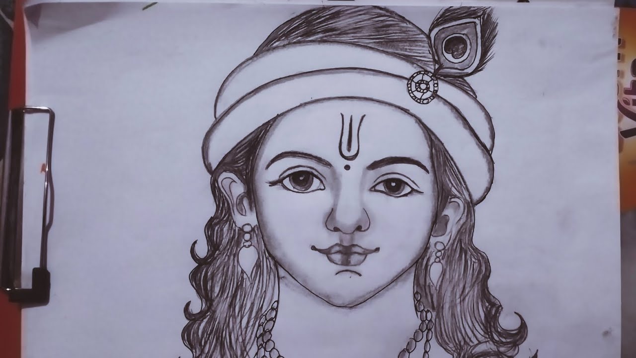 How to draw Shree Krishna Face Easy(Pencil Sketch) | Krishna Drawing Easy |Drawing image | chitra