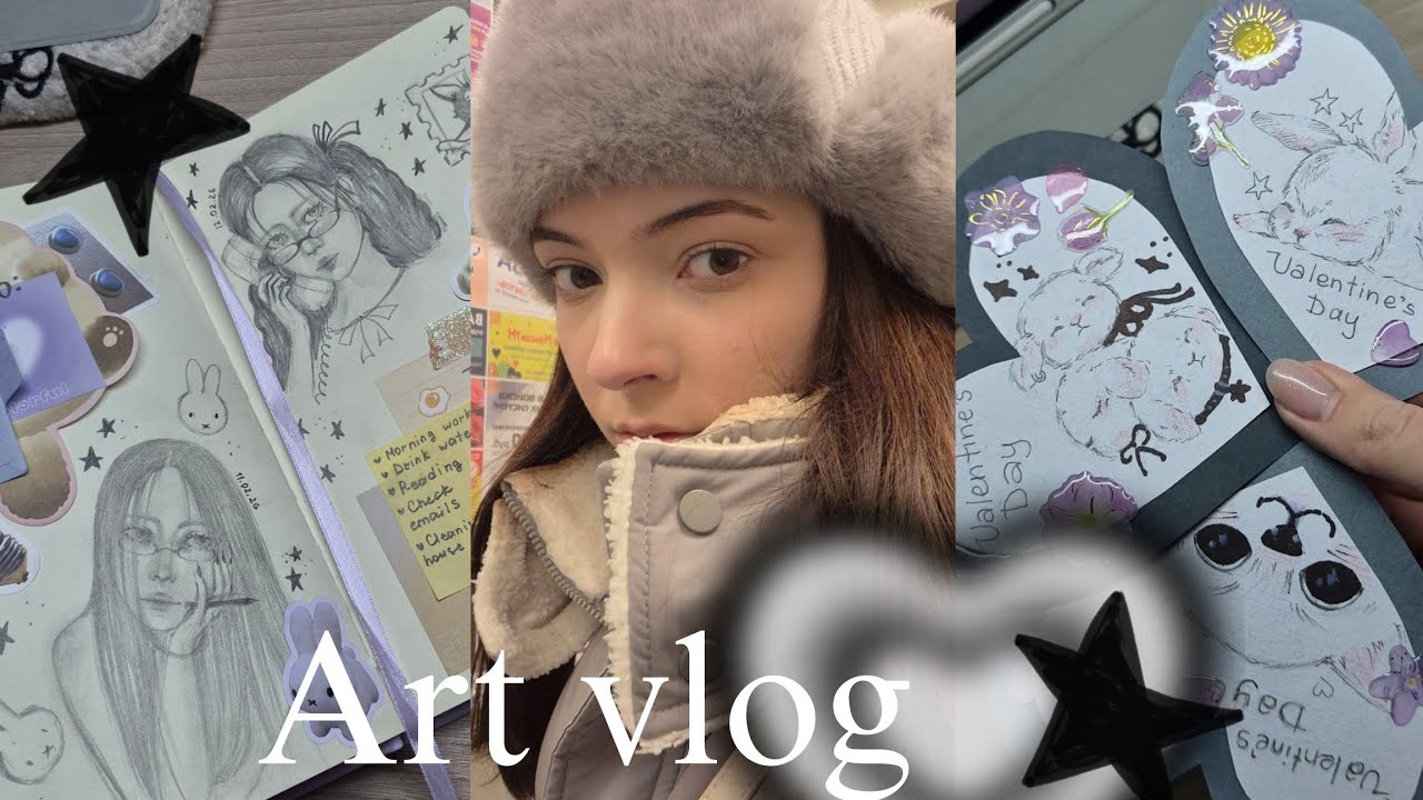 Art Vlog ♡ спокойные дни, заполняю скетчбук, рисую валентинки