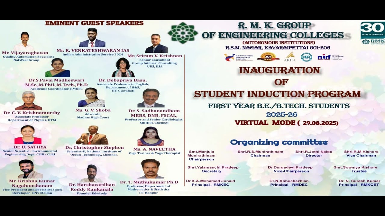 RMK Group of Engineering Colleges - Student Induction Program : 2025 -26