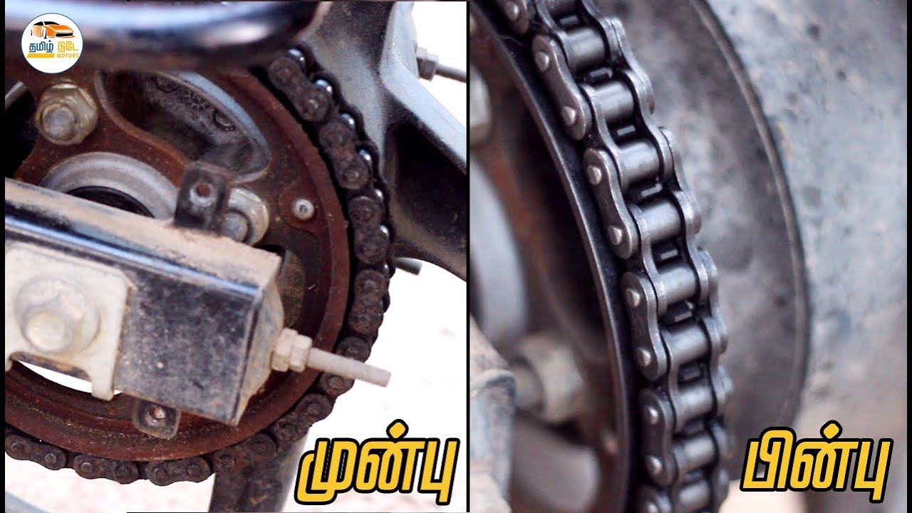 How to clean the chain of Any Bike and Apply Chain Lubricant Spray |  Tamil Today Motors