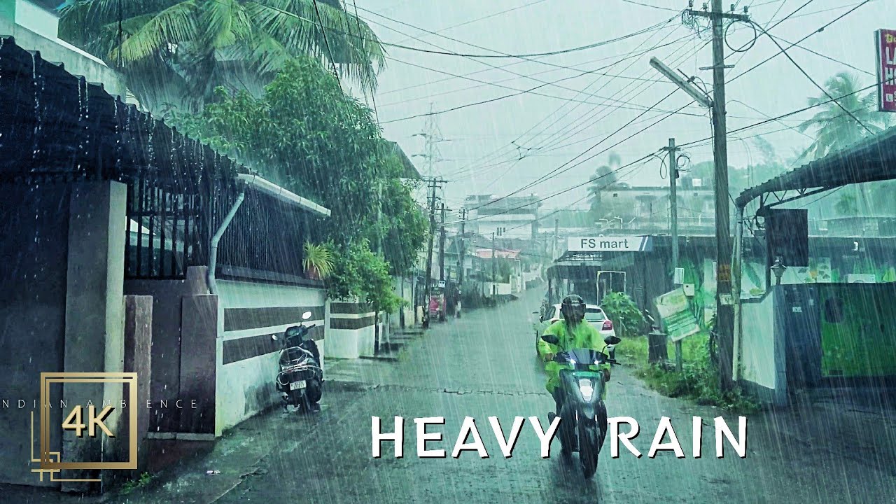 4K Walking in Heavy Rain through the Suburbs of Kochi City | ASMR Rain Sounds | Monsoon Rainy Day