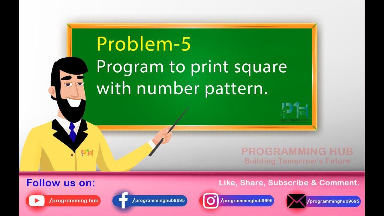 Program to print square with number pattern.