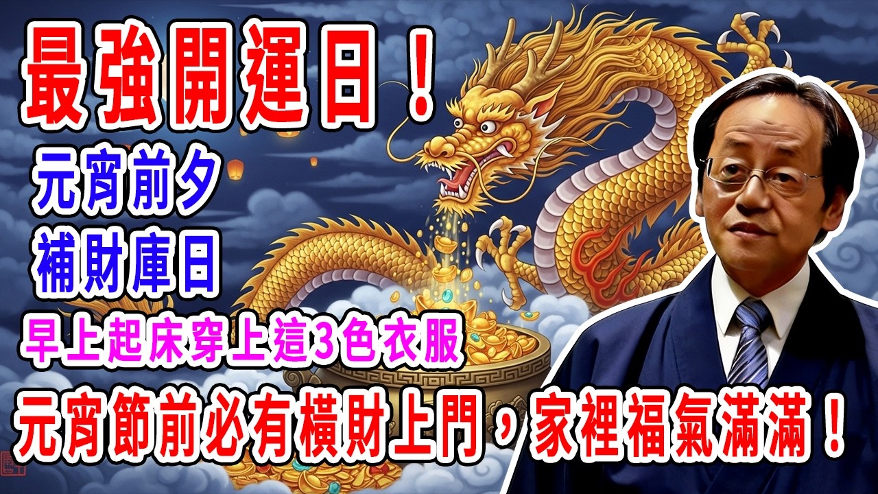 最強開運日！3月2號，農曆正月十四，「元宵前夕補財庫日」，早上起床穿上這3色衣服，元宵節前必有橫財上門，家裡福氣滿滿！