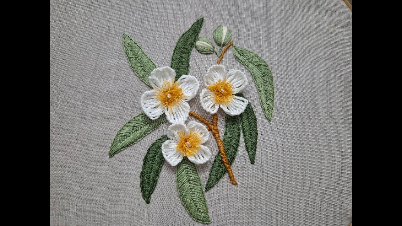 How to embroider Ceylon Ironwood Flower ( নাগ কেশর ফুল ) - by Stitch and Crochet
