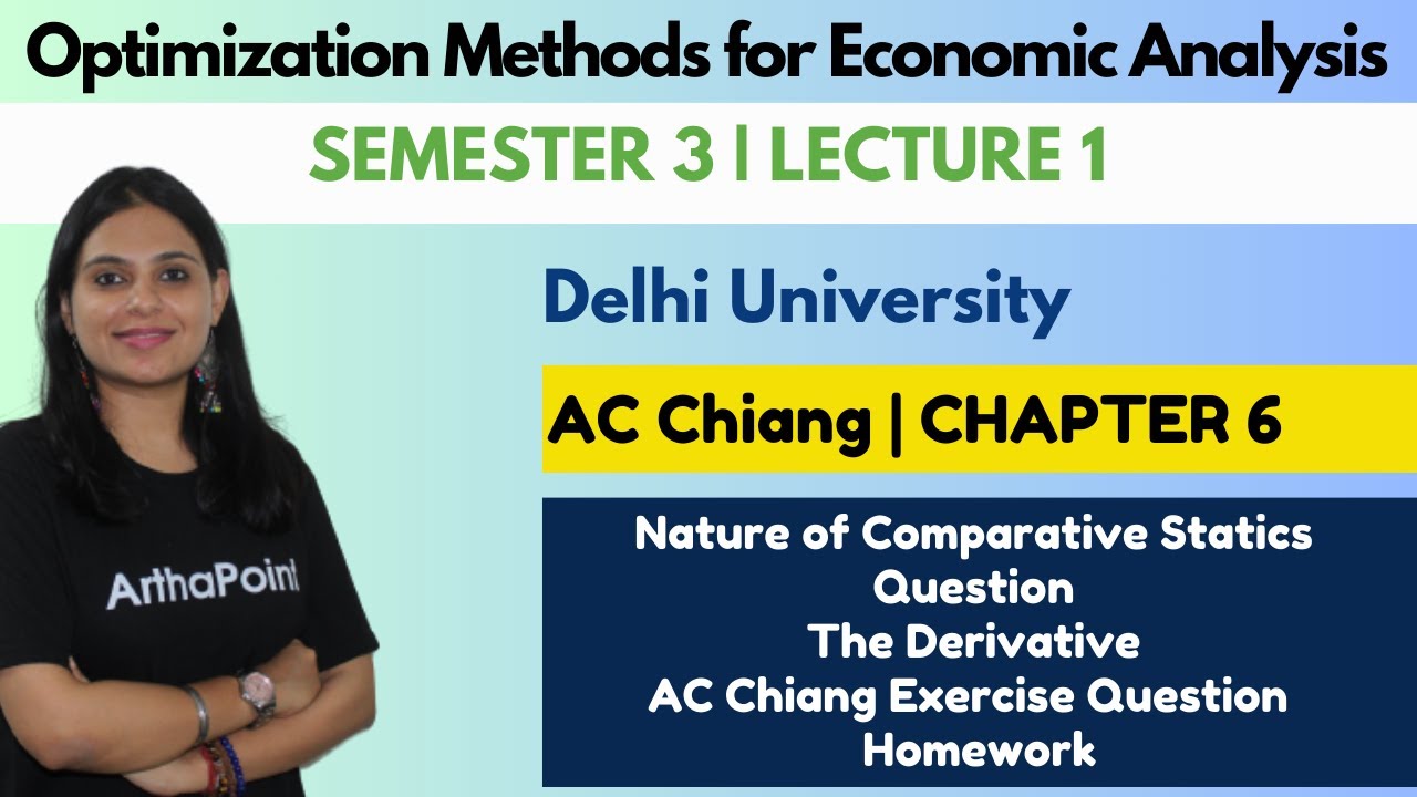 Методы оптимизации для экономического анализа | AC Chiang Ch 6 | BA Economics Major DU Sem 3 | Lec 1