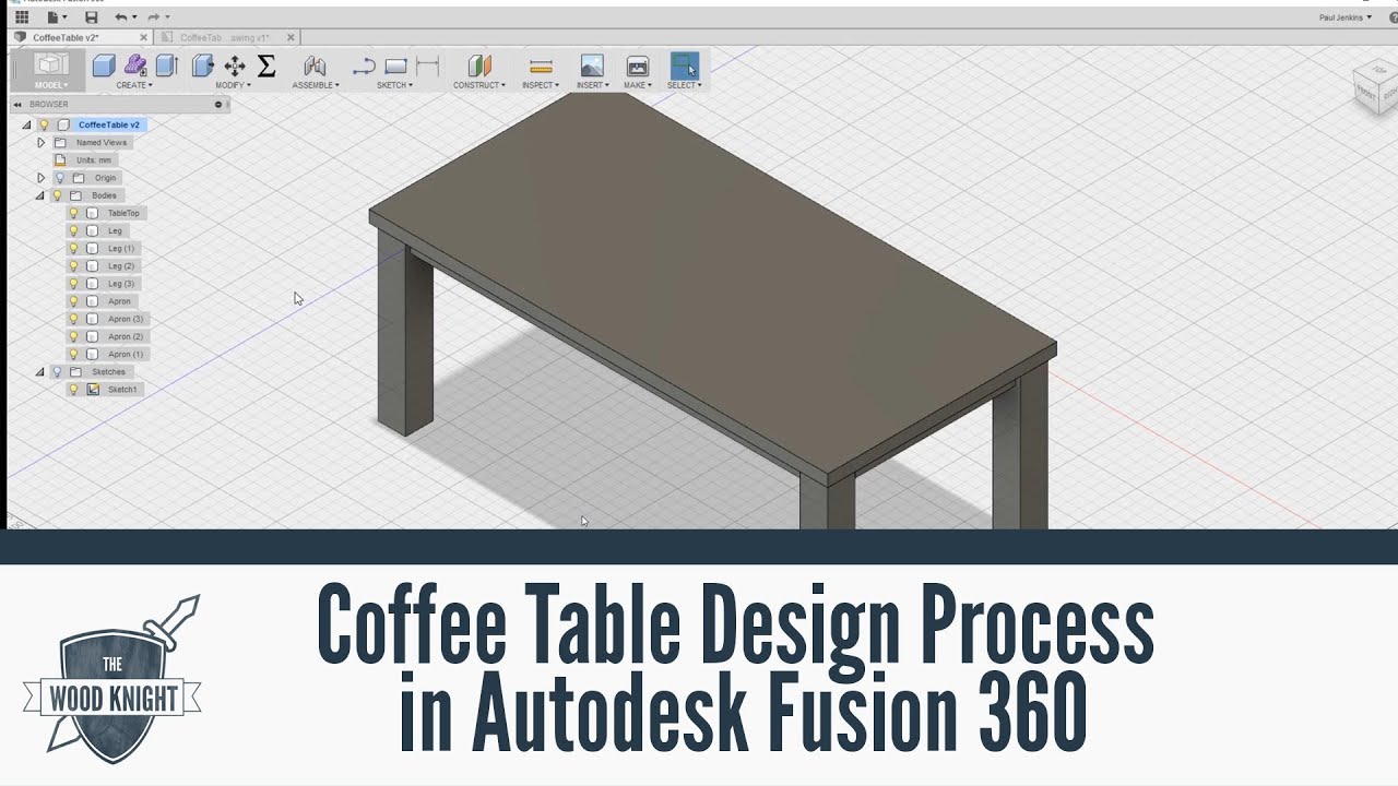 067 - Coffee Table Design Process in Autodesk Fusion 360