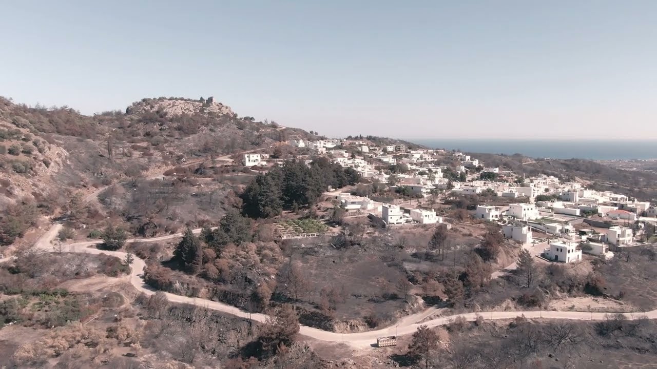 Το ασκληπιείο Ρόδου μετά τη φωτιά // Asklepeo Rhodes 1 month after the wild fires 7/2023 4K