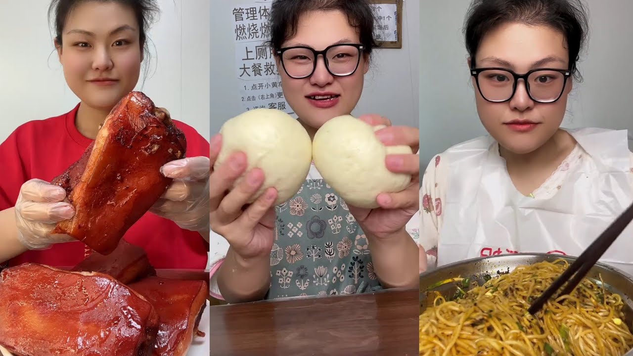 Yummy /Eating Challenges 🤤 Pork belly Spicy noodles 🍜😋 fired chicken 🍗#eatingshow #delicious #eat 