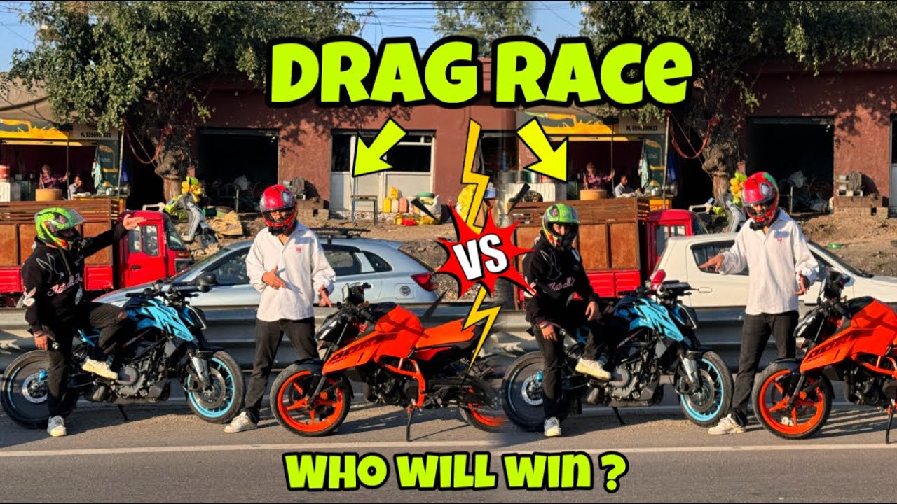 @Manik Atri Vlogs VS @Motovlogger Jannu stuntz  DRAG RACE 🏁🥵❓|| who will win ? Ktm duke390