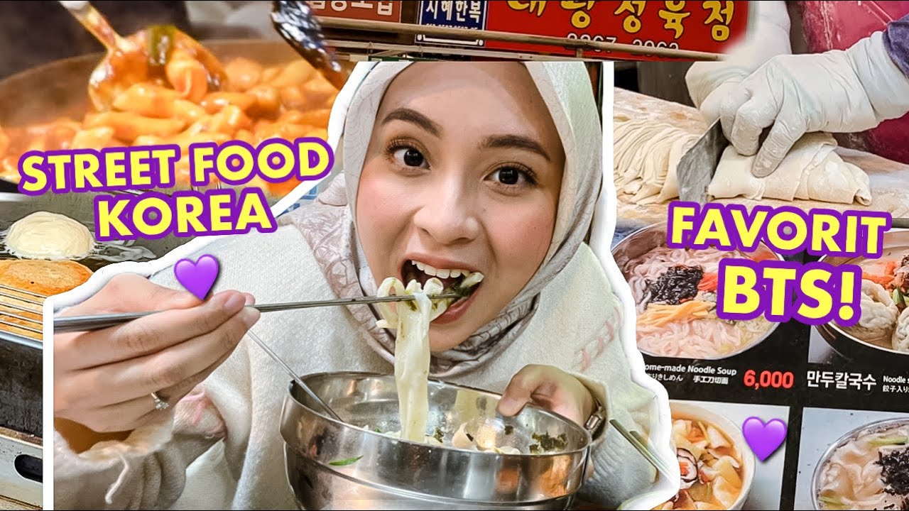 MUKBANG STREET FOOD KOREA FAVORIT MEMBER BTS! 💜 MIE PAKE ES BATU 😳 HOTTEOK, KALGUKSU, DLL 🇰🇷