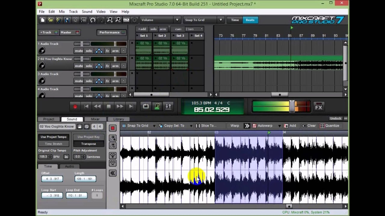 Auto Warping and Remixing in Mixcraft 7 (Includes Performance Panel)