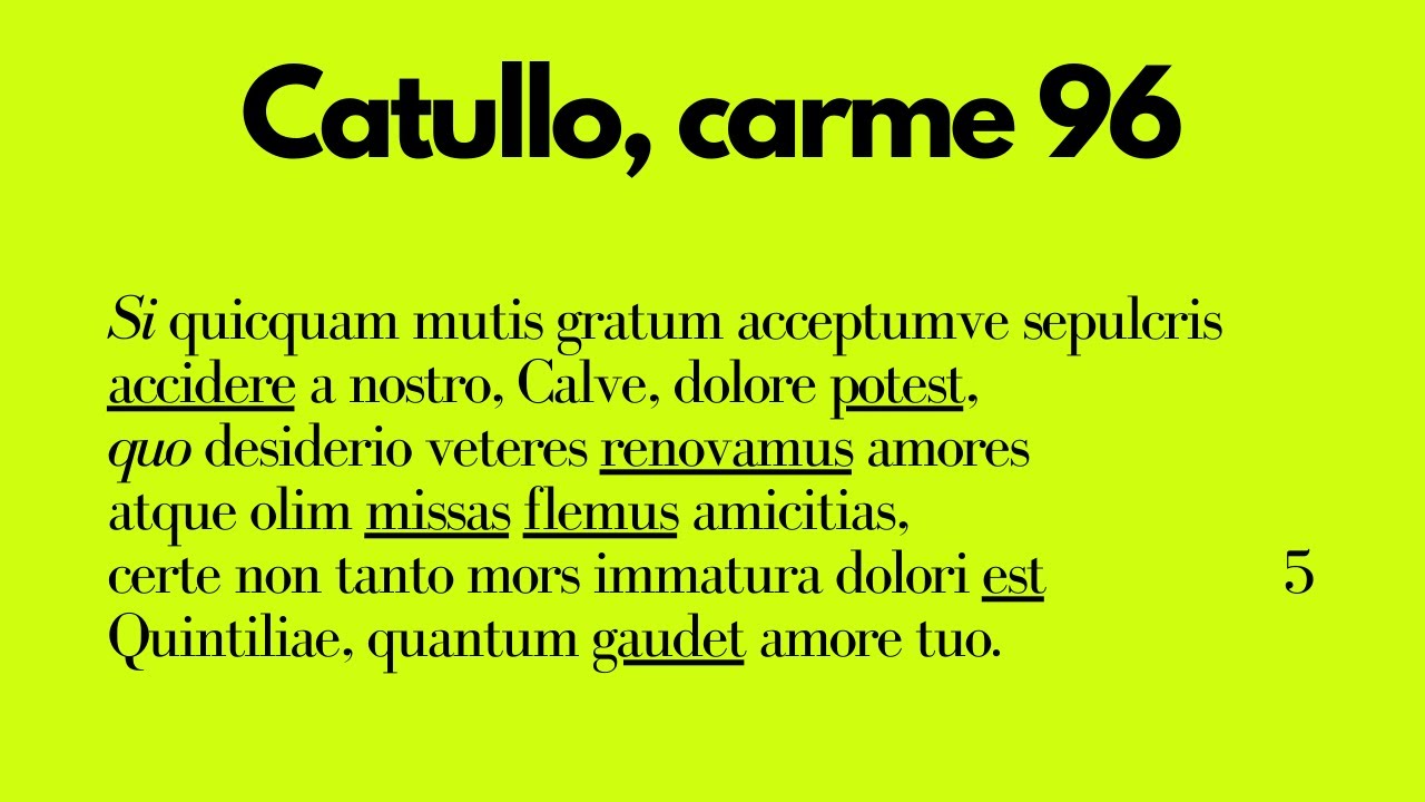 Gaio Valerio Catullo, carme 96 (Si quicquam mutis gratum acceptumve sepulcris): traduzione, commento