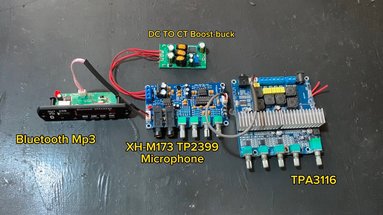 How to add XH-M173 pt2399 to a subwoofer can 🎤🔊/បន្ថែមXH-M173 pt2399 ទៅឧបករណ៍បំពងសំឡេងអាចច្រៀងបាន។