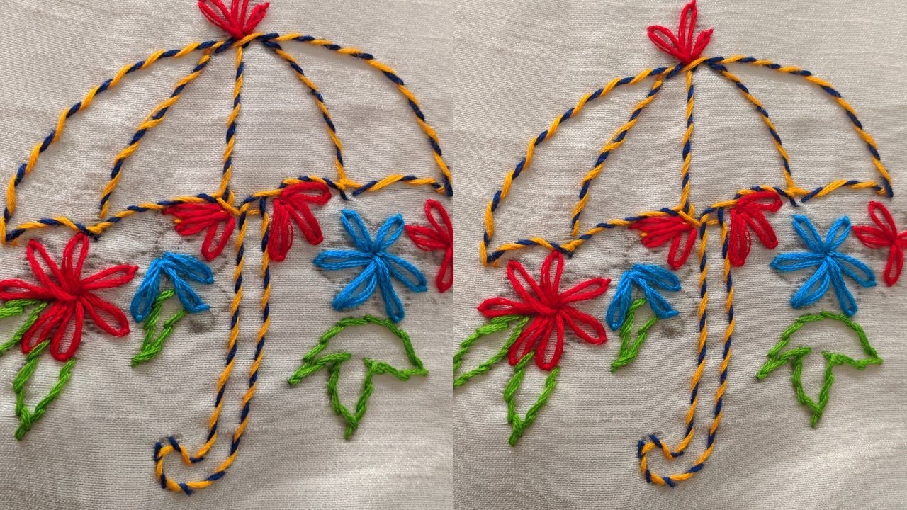 Hand Embroidery stitching umbrella | umbrella hand Embroidery tutorial | hand Embroidery