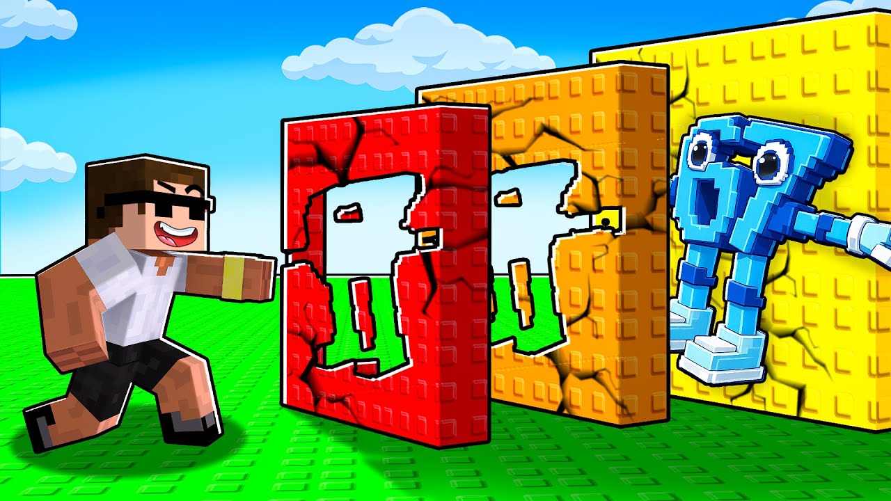 Breaking Brainrot Wall in Roblox..