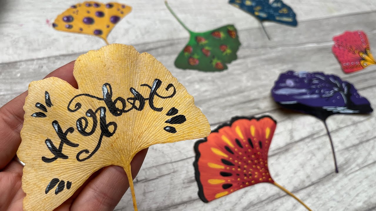 Acryl malen / Bunte Ginkgo Blätter / Kreative Idee auch für Kinder 