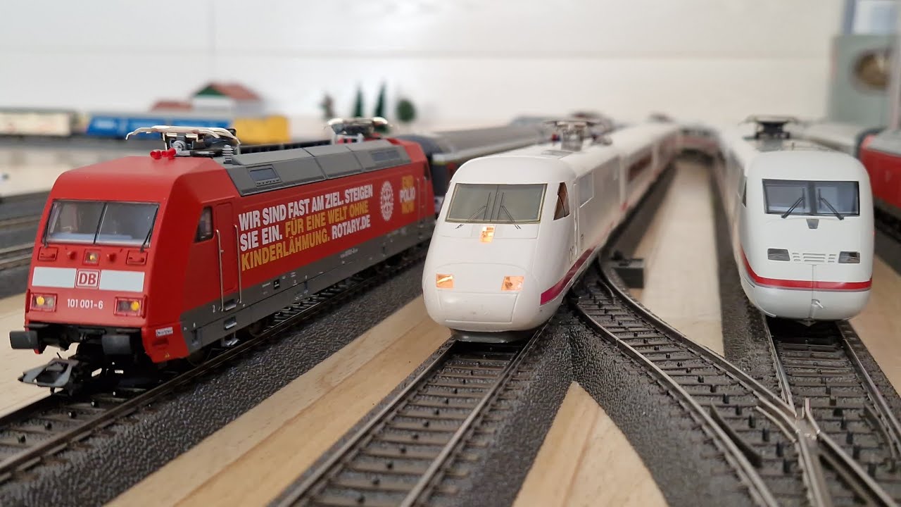Vergleich: Märklin ICE Experimental (3670) & ICE 2 Doppeltraktion (33712/40712) & BR 101(39371)