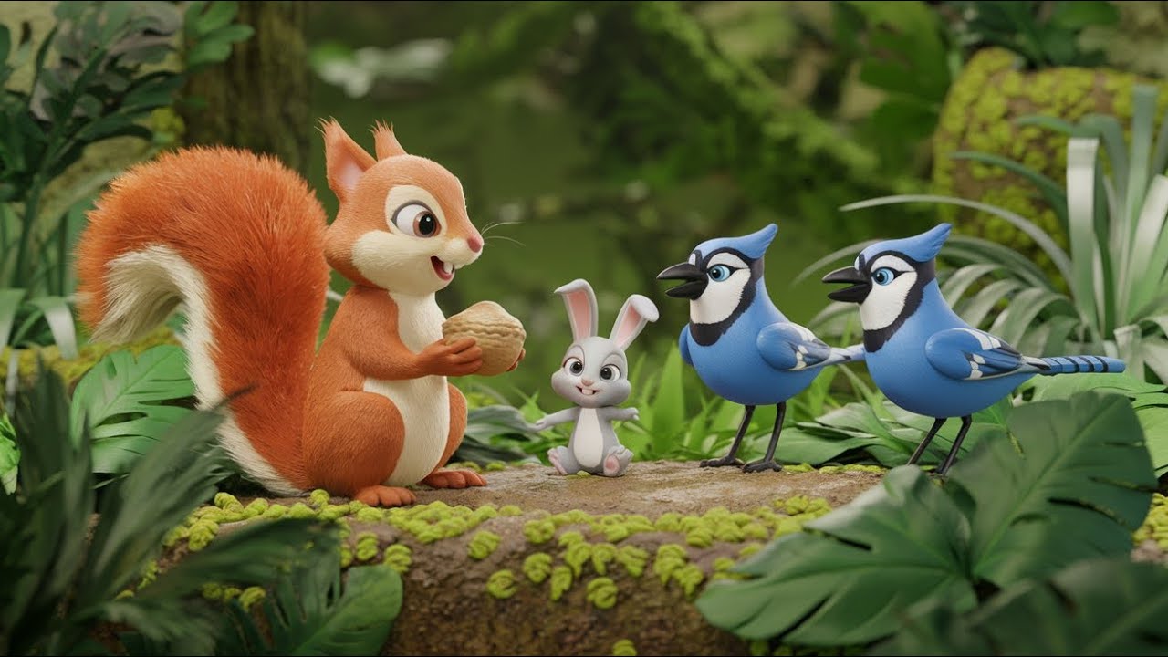A squirrel and a lost baby bunny (English moral stories)