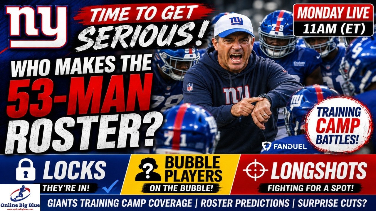 NY Giants Roster Prediction? LOCKS, BUBBLE PLAYERS & LONGSHOTS! | Live Monday 11am