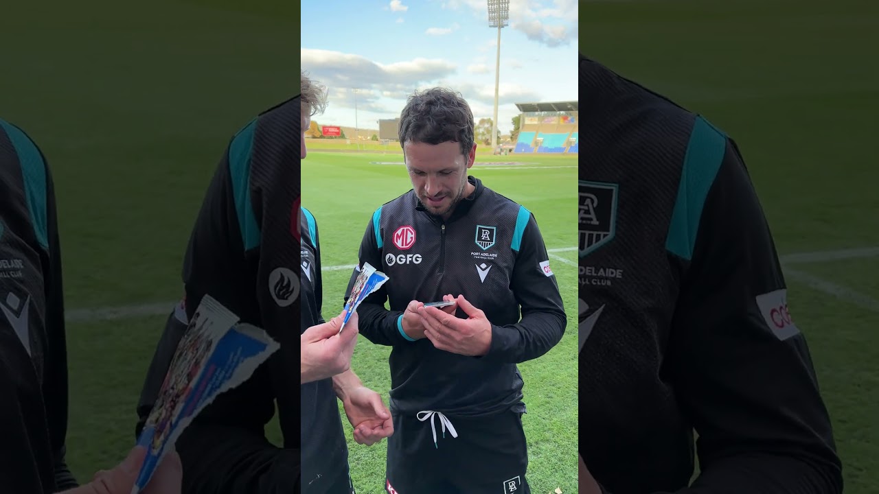 Travis Boak & Tom Jonas Hit & sign a Trav Boak card 2023 AFL TeamCoach