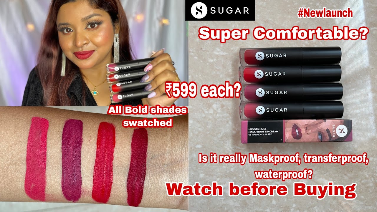 *NewLaunch Sugar Cosmetics Mousse Muse Maskproof Lip Cream Swatches & Honest Review || Shilpa Kar