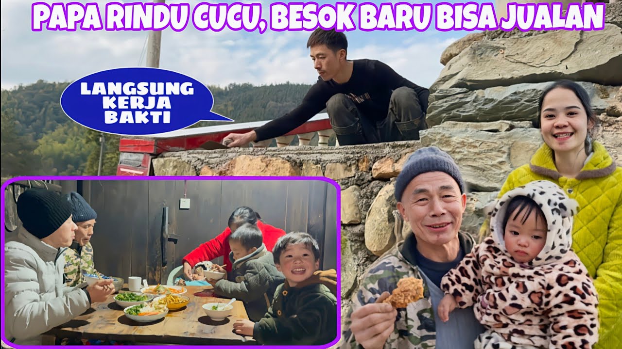 WAKTUNYA PULANG KE RUMAH DESA PAPA RINDU PARA CUCUNYA, PAPA SENANG DIBAWAIN AYAM GORENG JUALAN KAMI