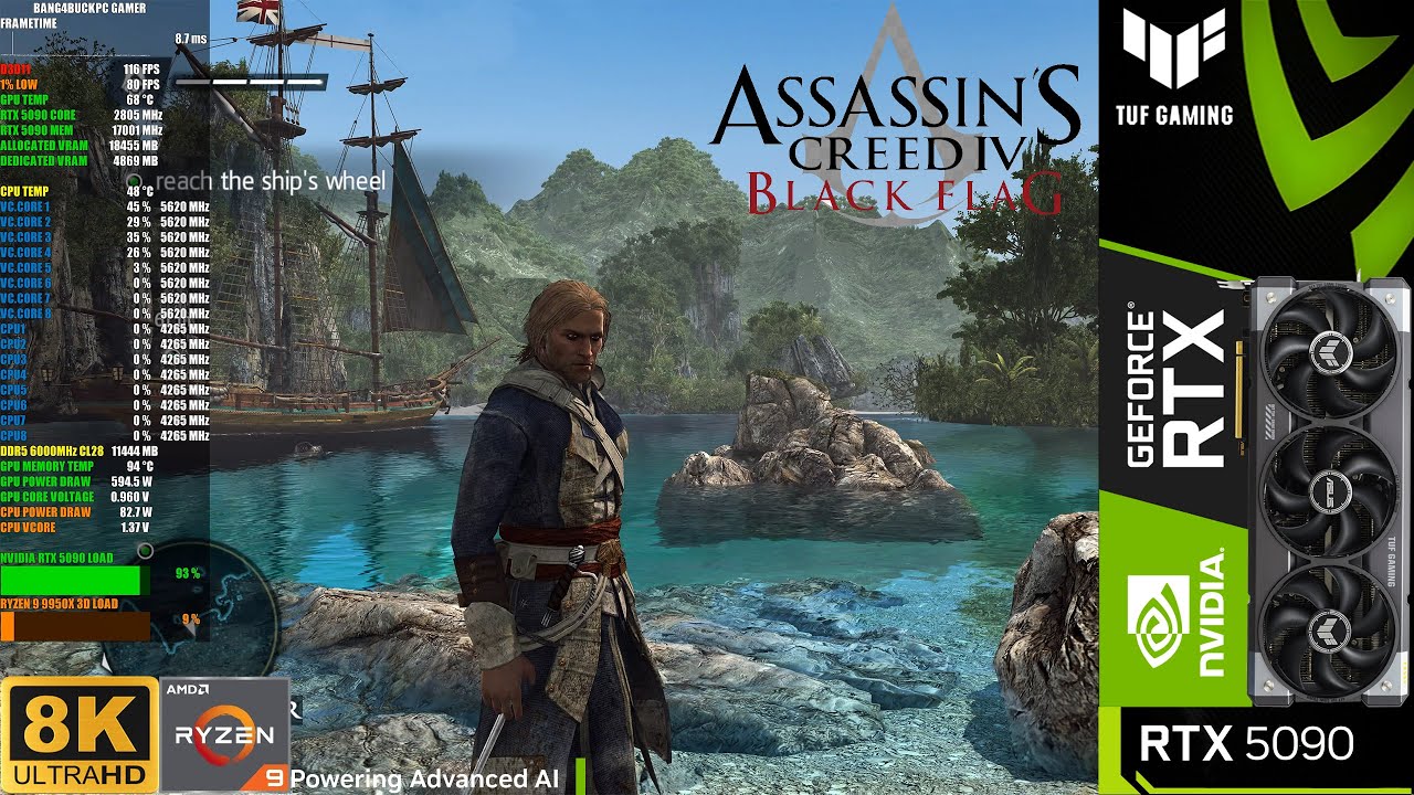 RTX 5090 - Assassin's Creed IV Black Flag, Very High Settings, 8K
