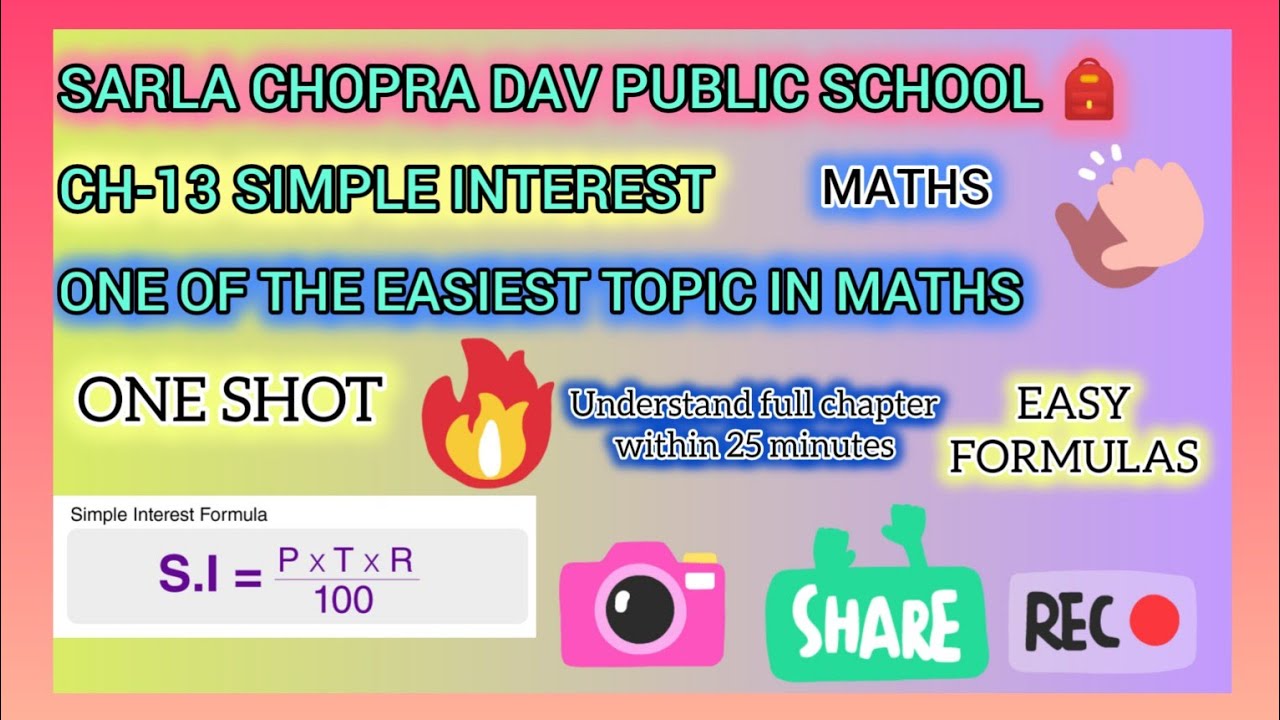 CLASS 5 DAV SIMPLE INTEREST #EASY EXPLANATION #ONE SHOT #EASY FORMULAS #EXAMPLES #mathstricks🧠🧠😁😁🤗🤗