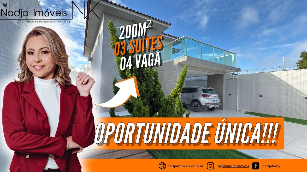 Casa mobiliada com piscina, 200m² 3 suítes e 4 vagas  à venda no Portal do Sol – João Pessoa PB