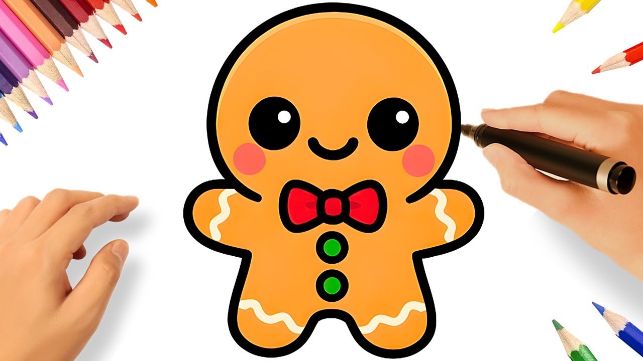 HOW TO DRAW A GINGERBREAD MAN EASY 🎅🍪🎁🎄