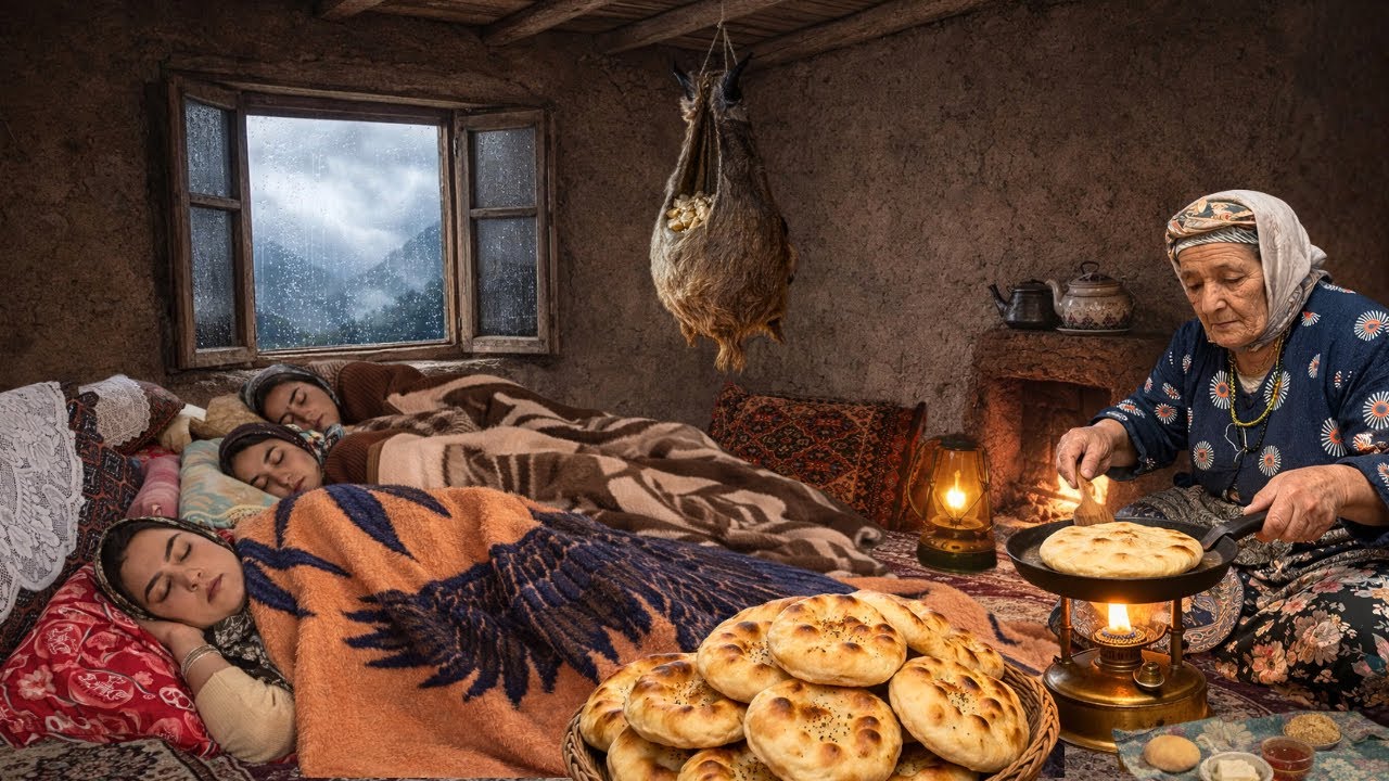 Rainy Day in Northern Iran: Grandma&rsquo;s Breads, Village Breakfast & Traditional Firewood Lunch 🔥🍞
