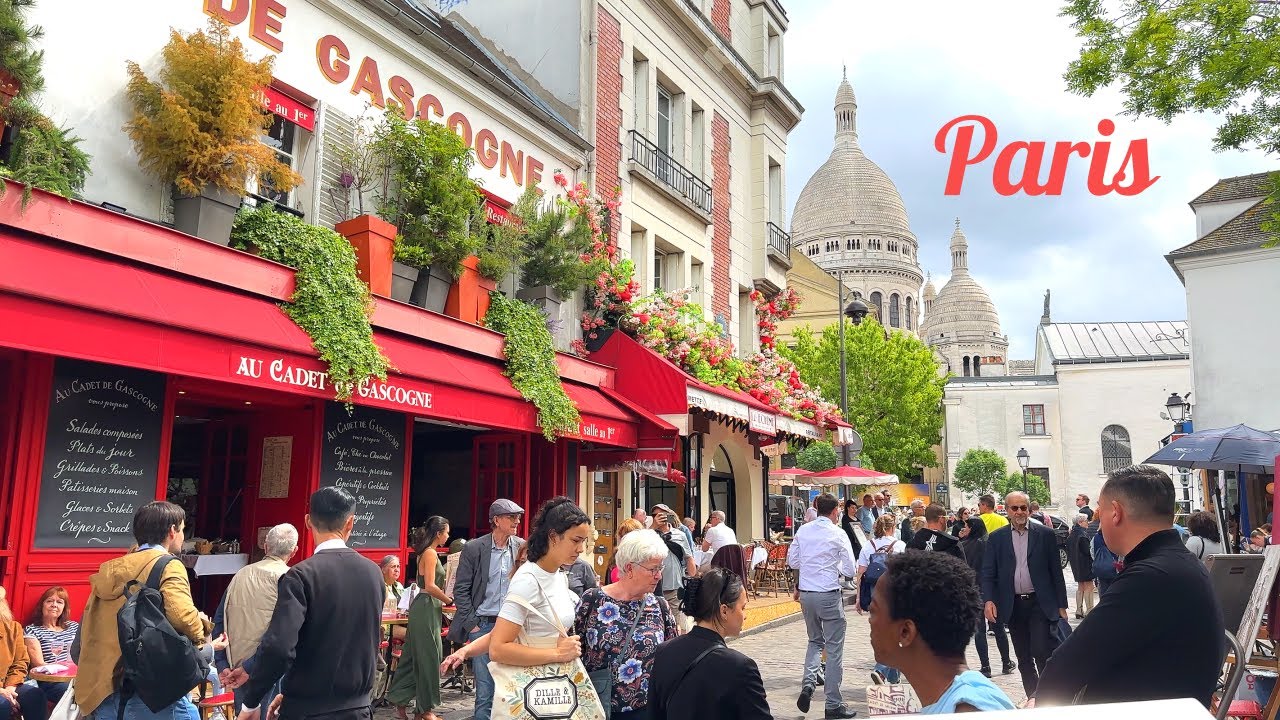 [4K]🇫🇷 Монмартр: Сердце Парижа, Площадь Тертр🎨Обед в Chez Eugene🍔🍲2024