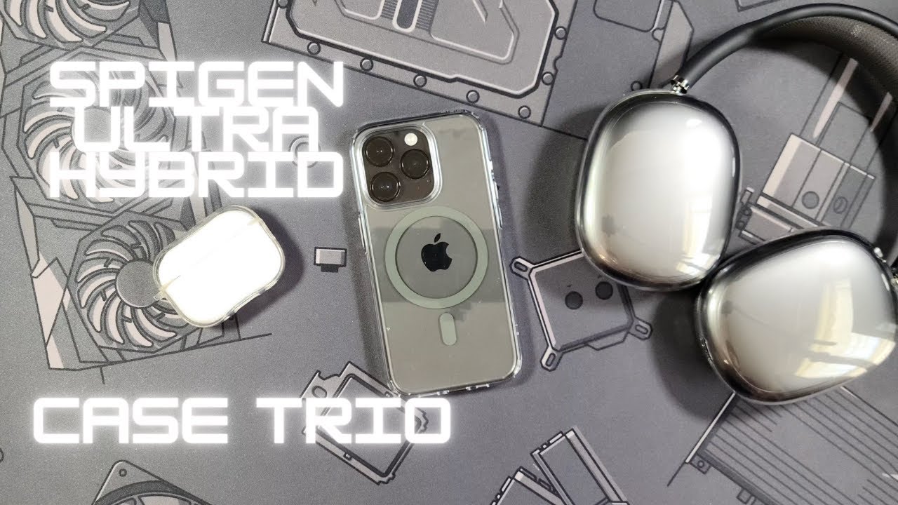 Spigen Ultra Hybrid Clear Case For iPhone 14 Pro - AirPods Pro 2nd Gen & AirPods Max [Case Trio]