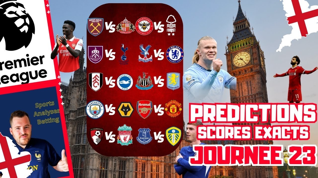 Predictions / Pronostics Foot et Scores exacts J23 de Premier League (Arsenal Manchester United ...)
