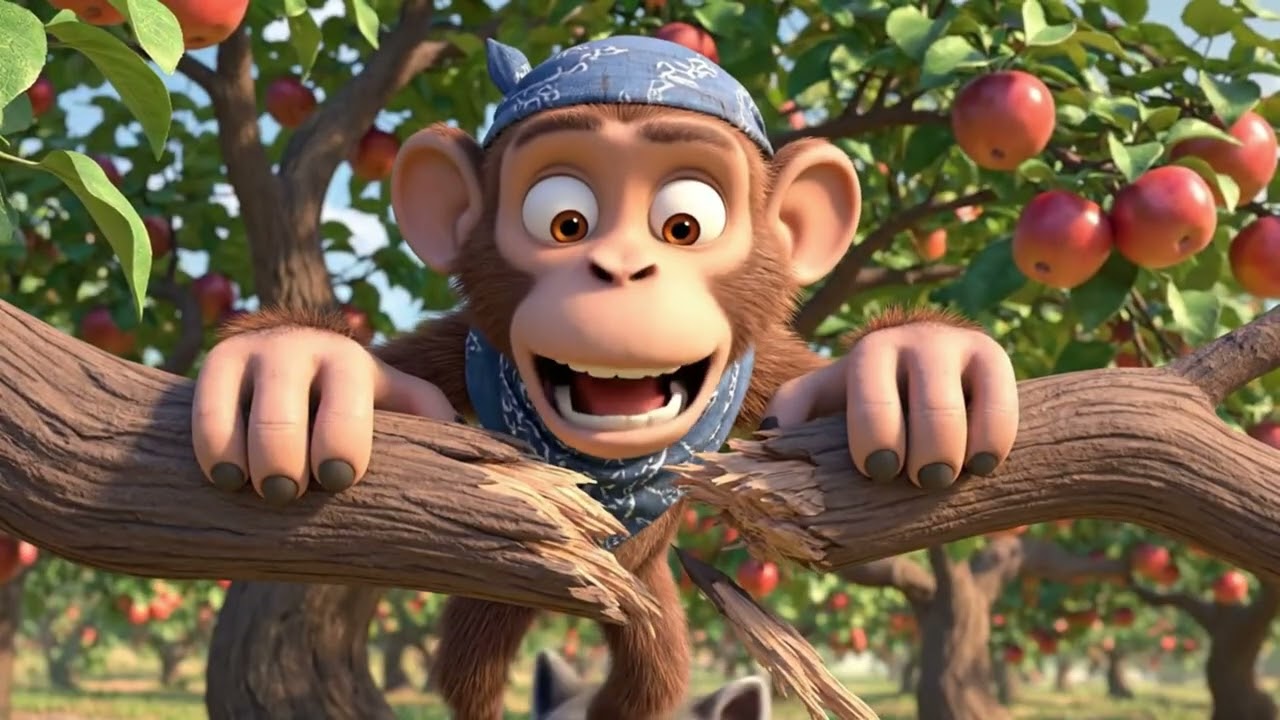 El Monito y el Mapache Recogen Manzanas Rojas 🍎🐒🦝 | Aventura en la Granja