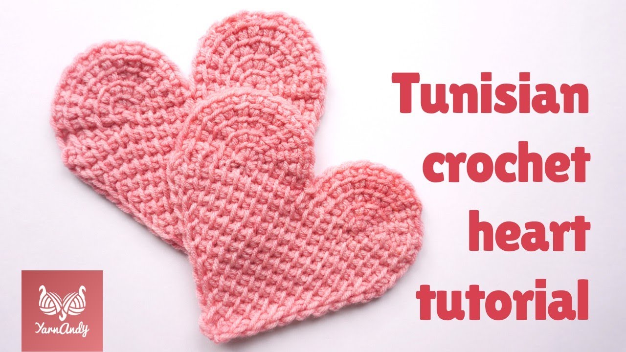 Free Tunisian crochet heart pattern for garlands and gifts