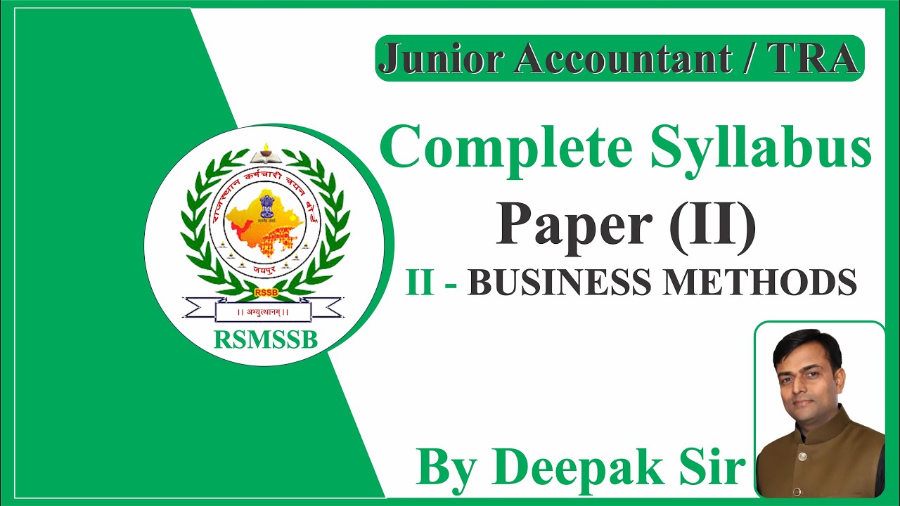 #2 Junior Accountant & TRA 2022 Syllabus | Syllabus in Jr Accountant 2022 | #RPSC #RSMSSB #DEEPAKSIR