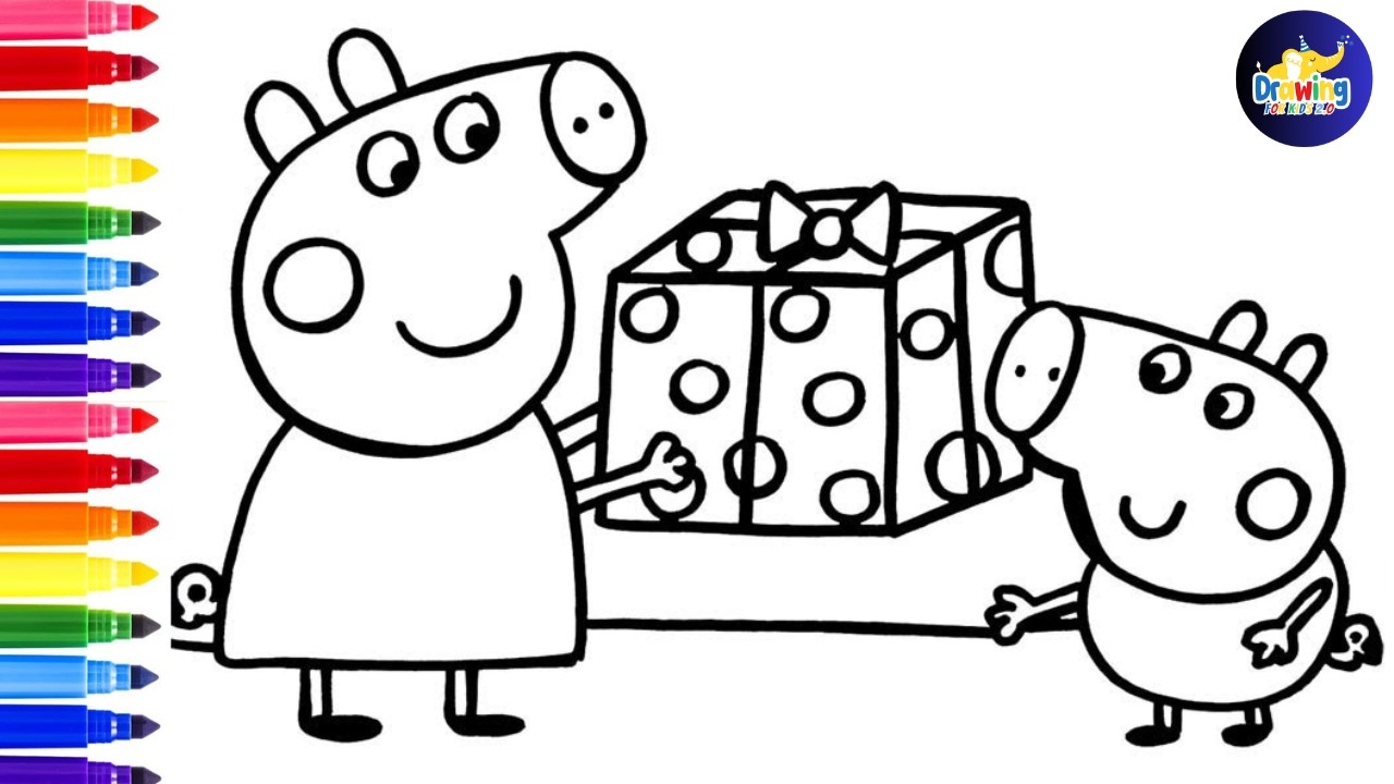Нарисуйте и раскрасьте Свинку Пеппу и Джорджа Пига 🐷🐷🎁 Рисунок Свинки Пеппы для детей @dibujos-fe...