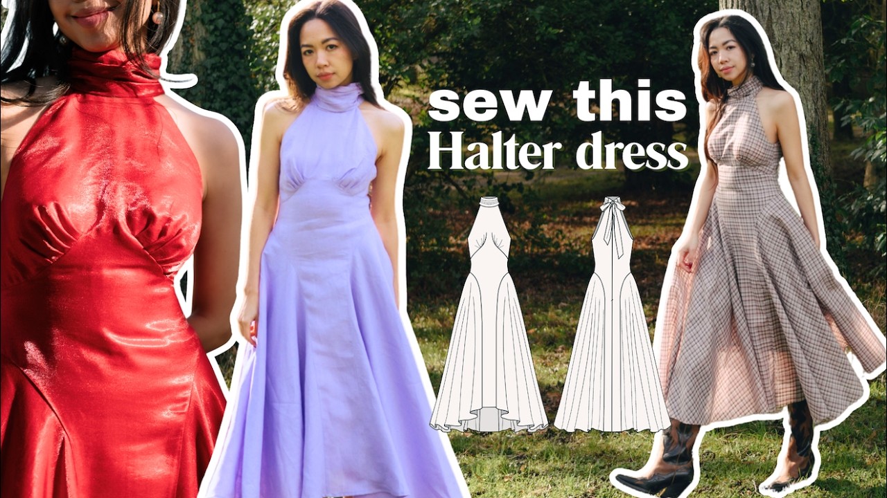 How to Sew a Halter Neck Tie Dress with Sculpted Bust Pleats | Valentine Dress Tutorial