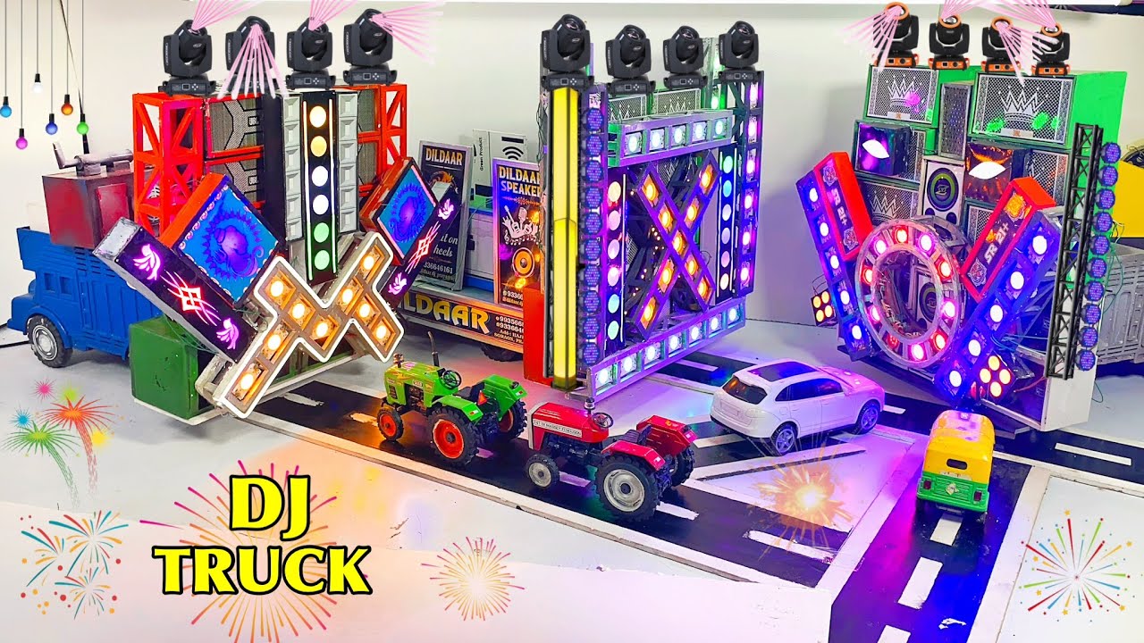 DIY Mini Wedding DJ Road Lights shaadi wala DJ | Creative DJ with Loading Truck Decoration DJ Lights