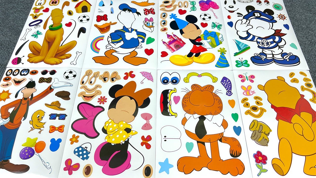 [🐾paper diy🐾] Decorate Sticker Book With Mickey Mouse, Minnie Mouse, Donald Duck , Pooh Bear,...