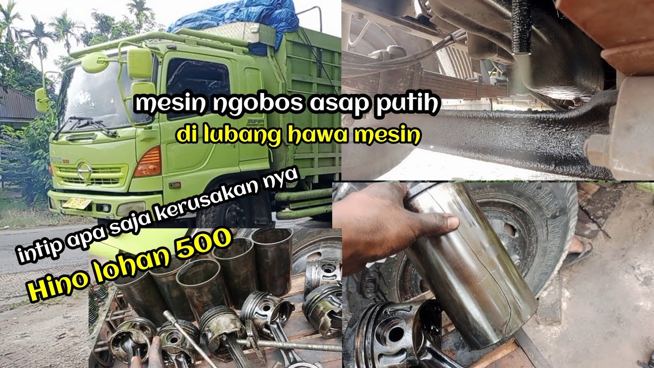 mesin ngobos asap putih di lubang hawa dan air radiator nembak ke air cadangan Hino lohan 500