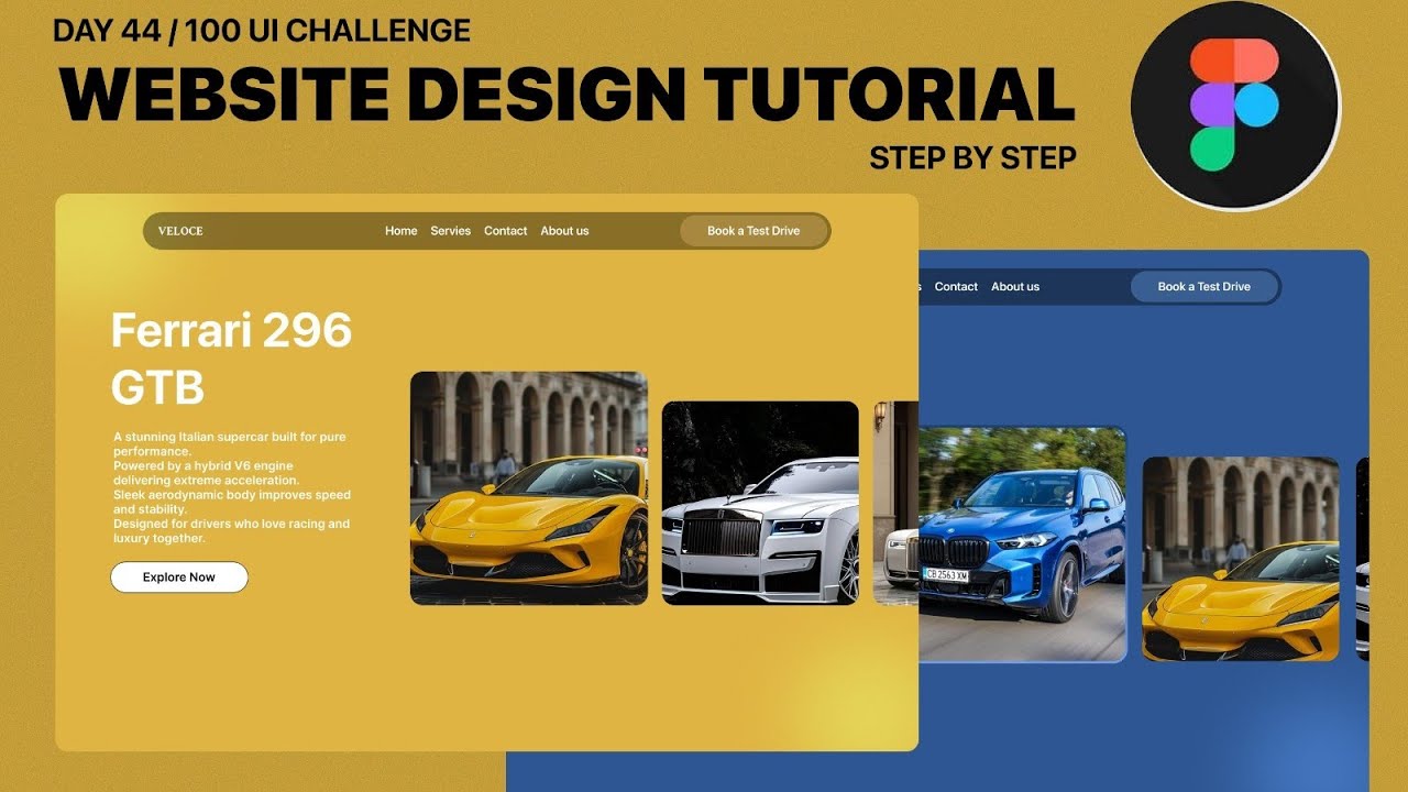 Car Website UI Design in Figma | Step-by-Step Tutorial (Day 44/100 UI Challenge)