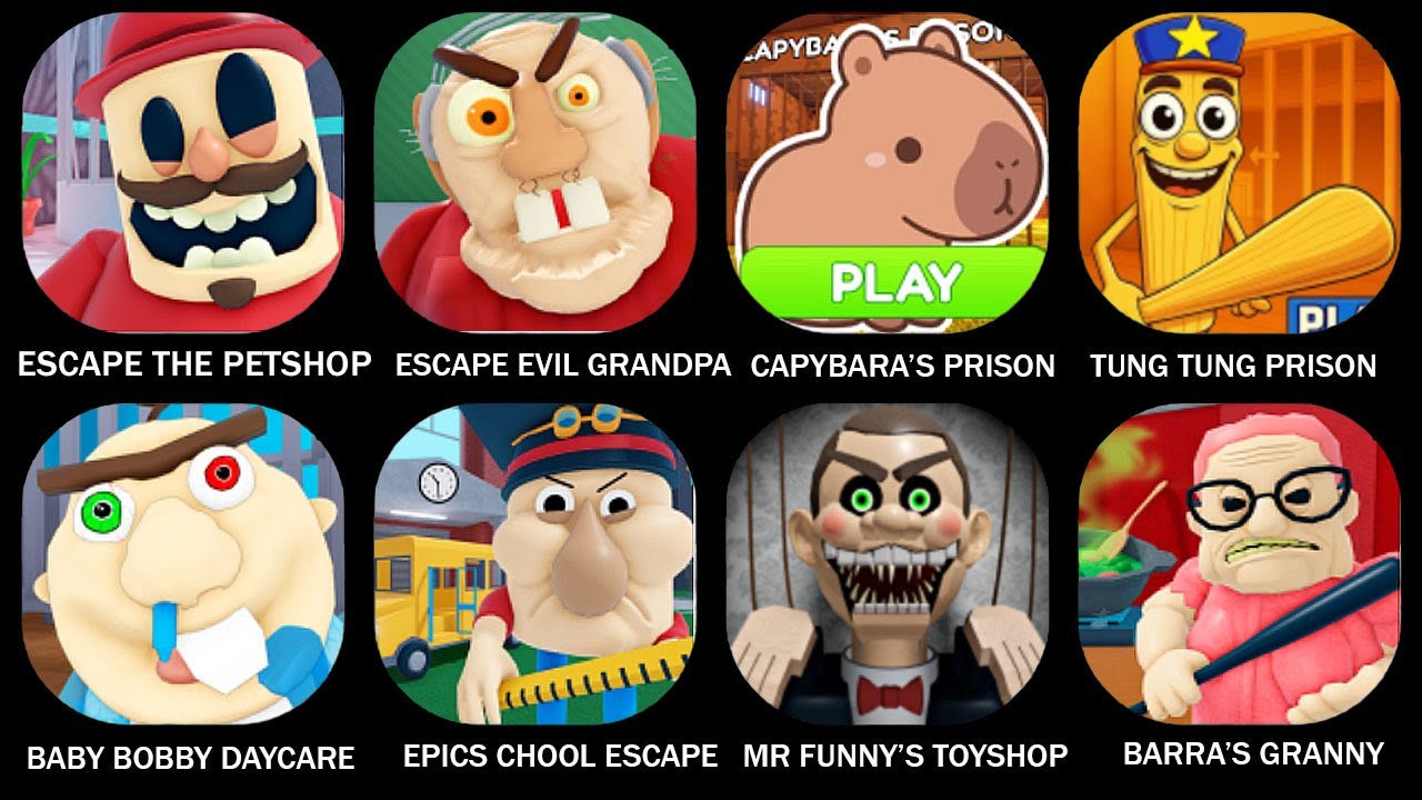 ROBLOX: ESCAPE THE PETSHOP, ESCAPE EVIL GRANDPA OBBY, CAPYBARA'S PRISON RUN OBBY, EPIC SCHOOL ESCAPE